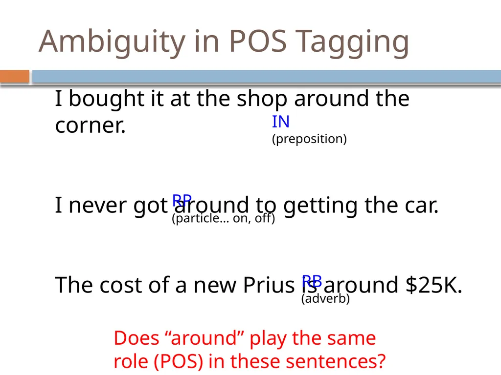 NLP Linguistics 101 David Kauchak CS159 – Spring - slide 30 of 52