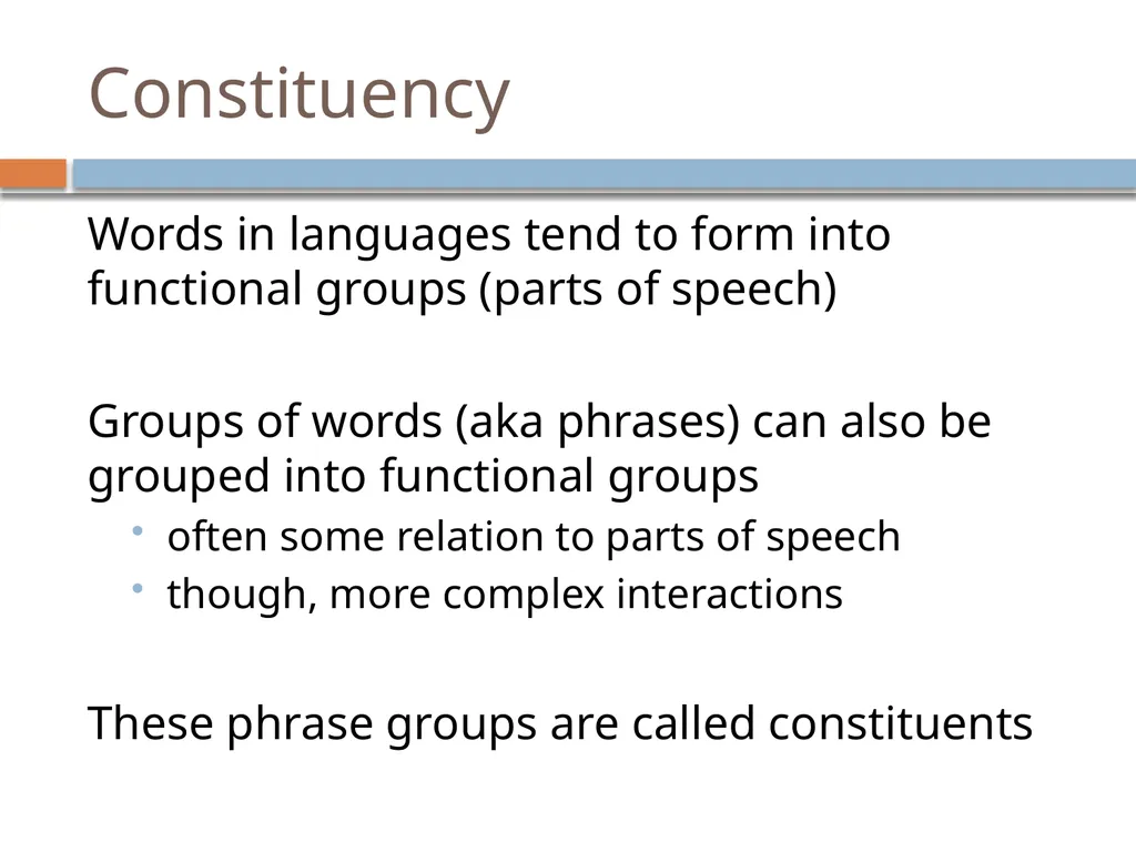 NLP Linguistics 101 David Kauchak CS159 – Spring - slide 36 of 52