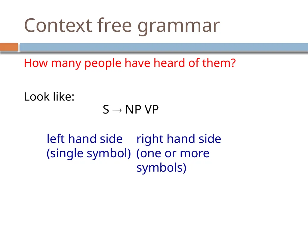 NLP Linguistics 101 David Kauchak CS159 – Spring - slide 47 of 52