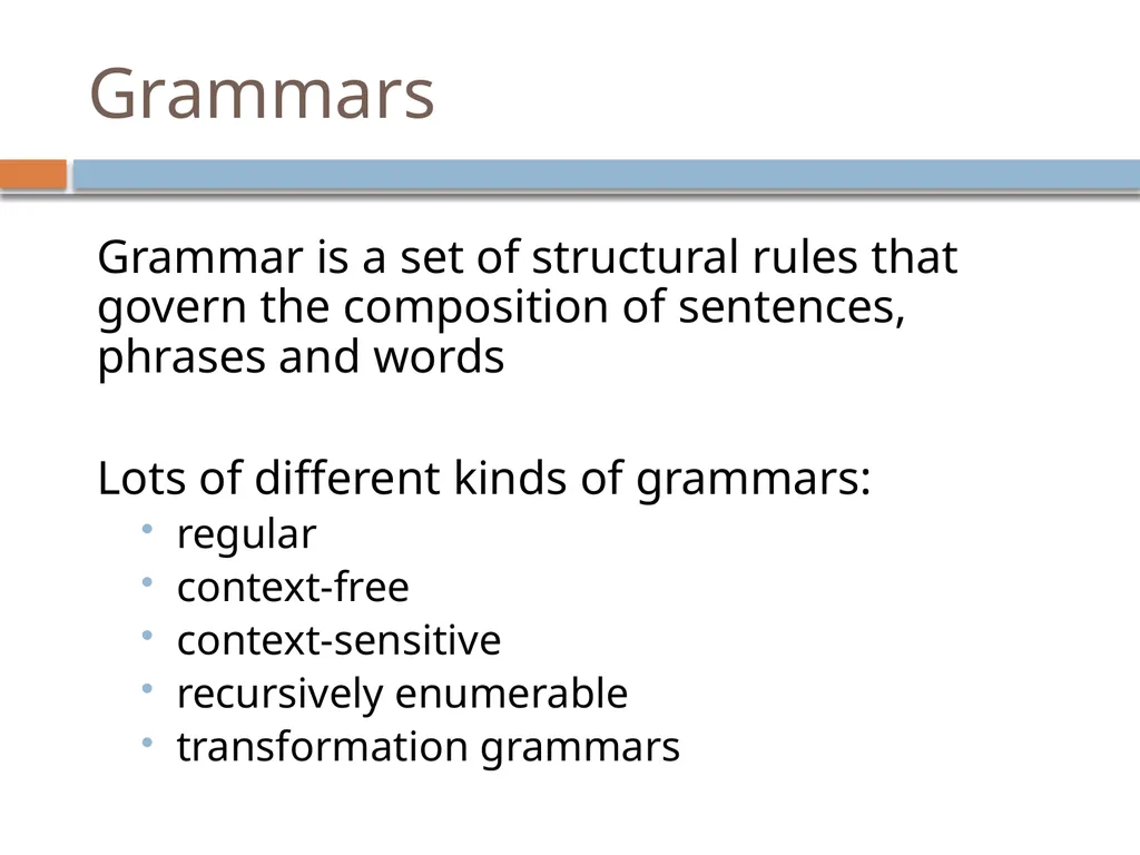 NLP Linguistics 101 David Kauchak CS159 – Spring - slide 45 of 52