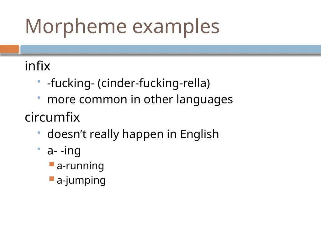 NLP Linguistics 101 David Kauchak CS159 – Spring - slide 9 of 52