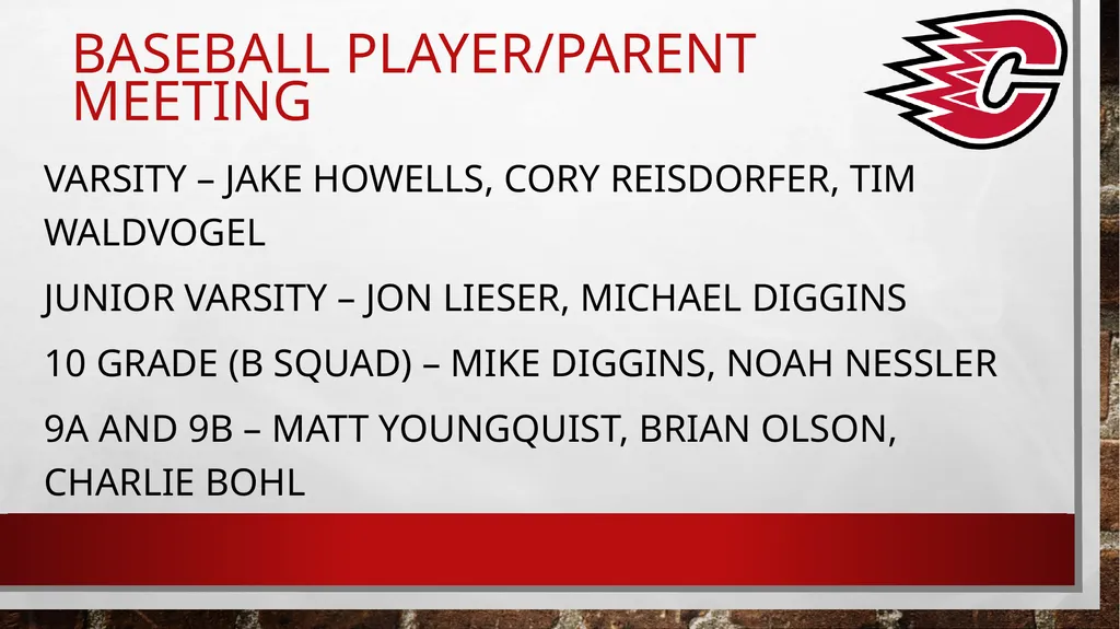 Baseball Player/Parent Meeting Agenda Introduction - slide 2 of 25