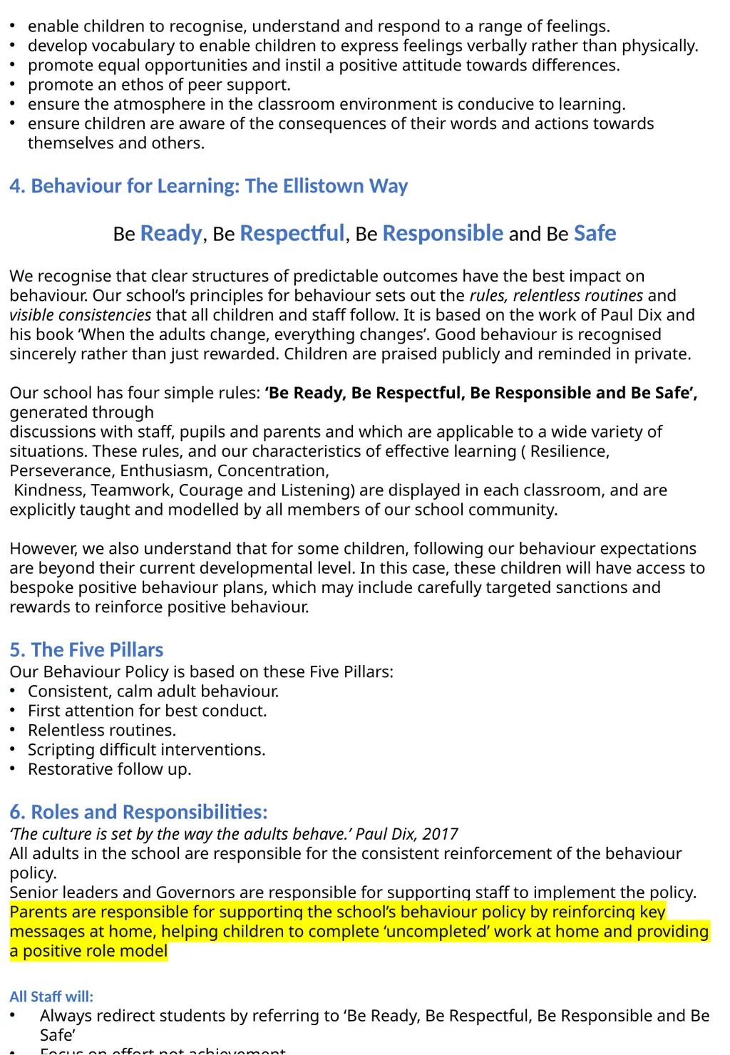 Behaviour and Relationships Policy Our Rules Be - slide 3 of 11