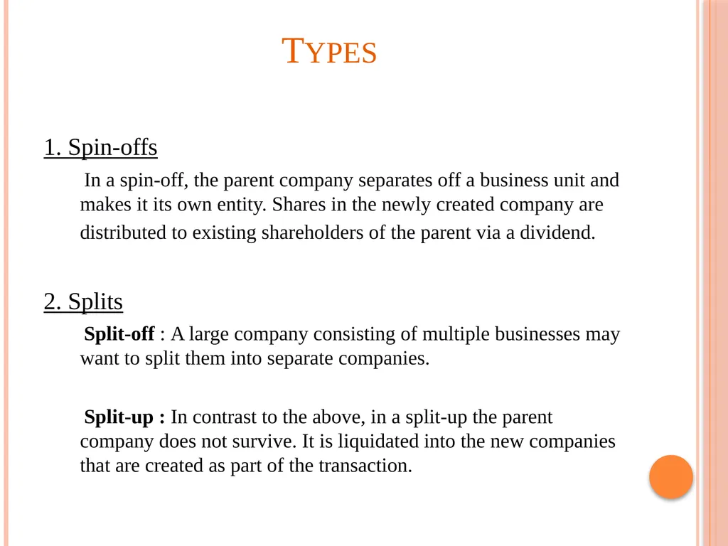 Demerger & Takeover Subject: Merger & Acquisition - slide 5 of 16