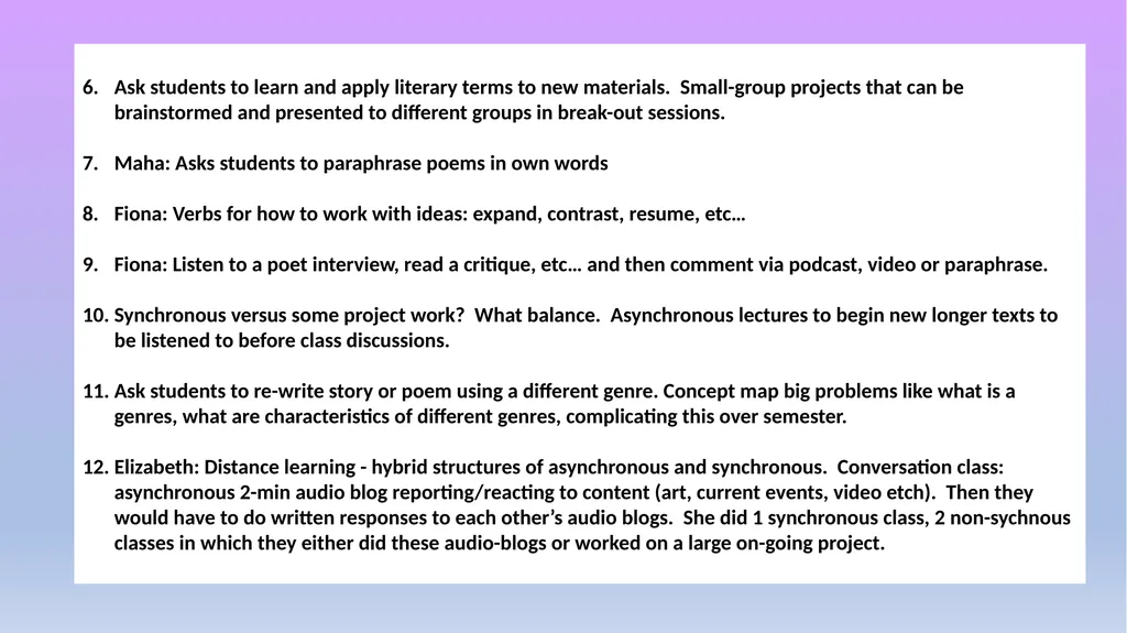Present ideas for Learning Objectives and - slide 2 of 8