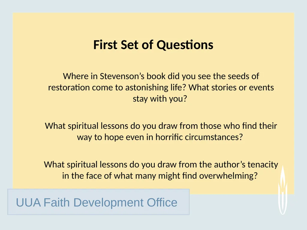 UUA Faith Development Office Just Mercy: A Story - slide 13 of 14