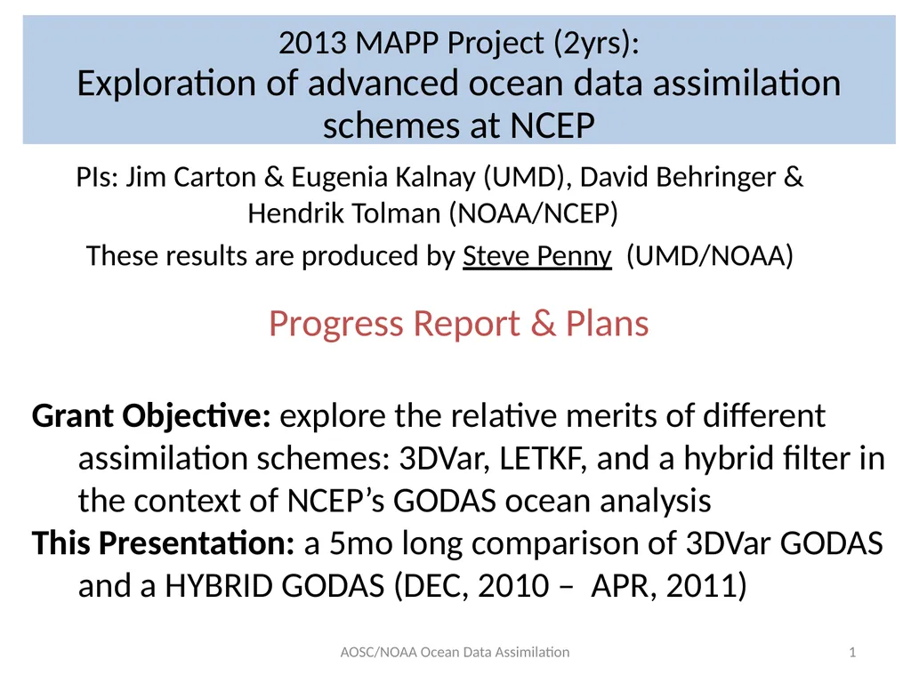 2013 MAPP Project (2yrs): Exploration of advanced - slide 1 of 11