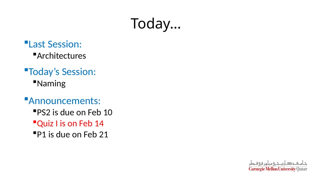 Distributed Systems CS 15-440 Naming Lecture 8, - slide 2 of 21
