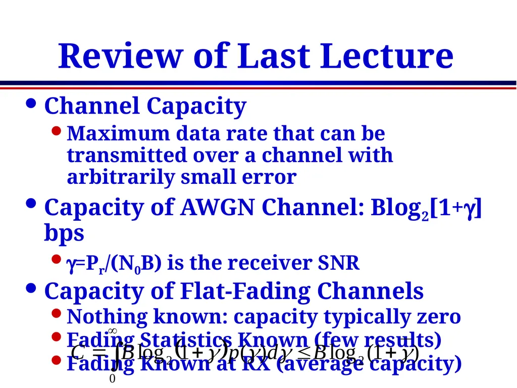 EE359 – Lecture 8 Outline Announcements Schedule - slide 2 of 8