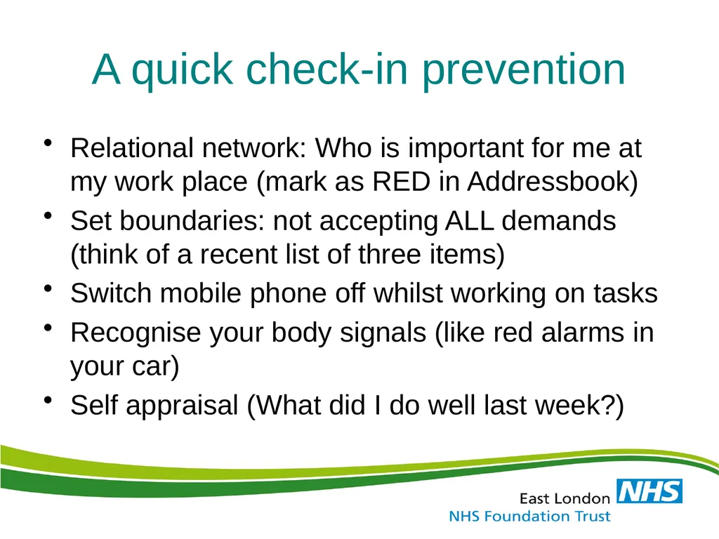 Identification, Effects & Prevention of Stress and - slide 46 of 59