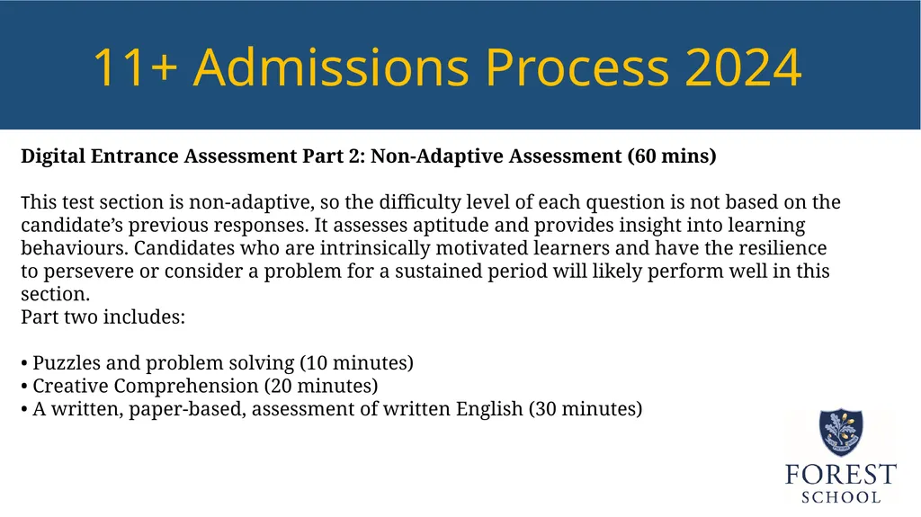 11+ Admissions Process 2024 11+ Admissions Process - slide 6 of 9