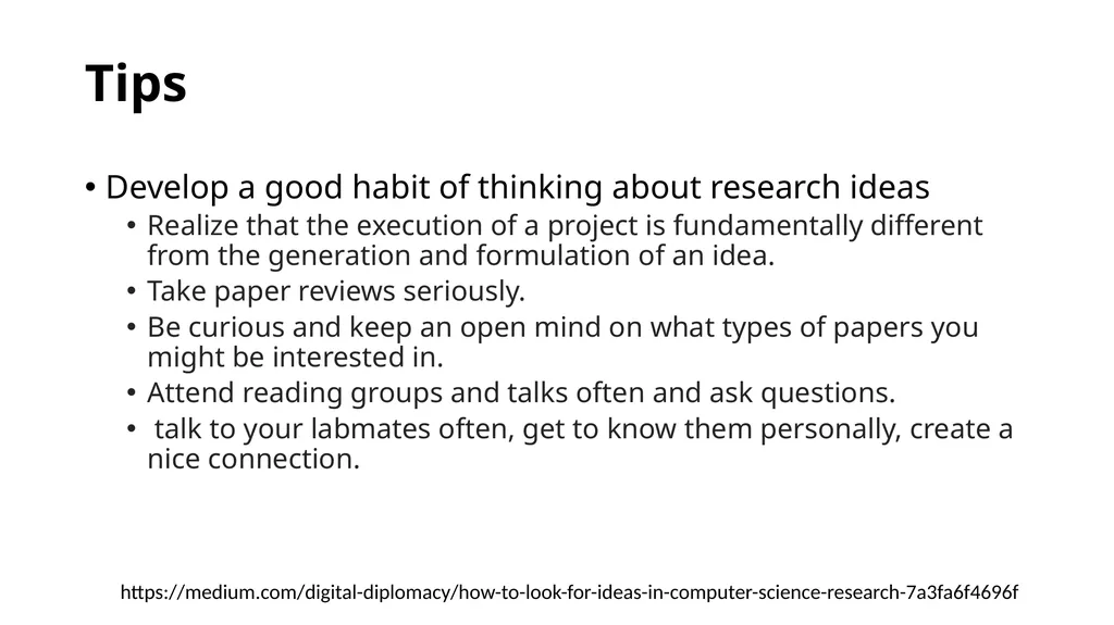 How to Do Research! Tips Learn to read papers and - slide 8 of 12
