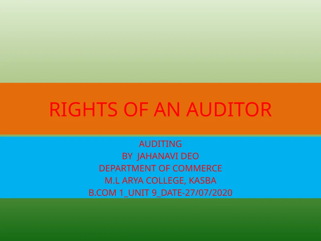 RIGHTS OF AN AUDITOR AUDITING BY JAHANAVI DEO - slide 1 of 8