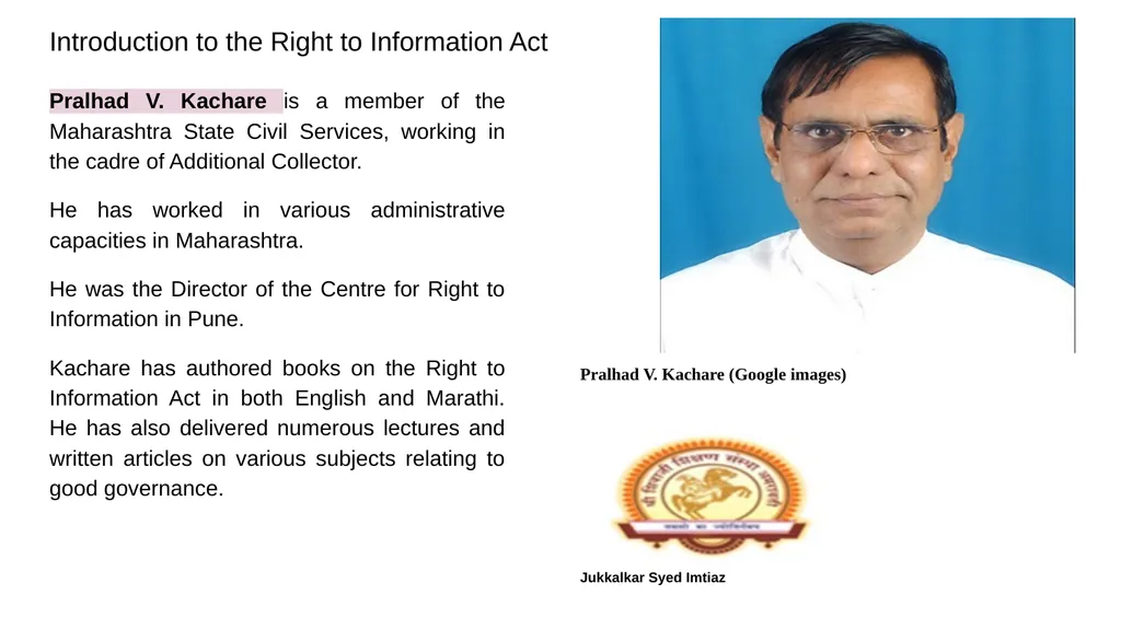Introduction to the Right to Information Act - slide 1 of 13