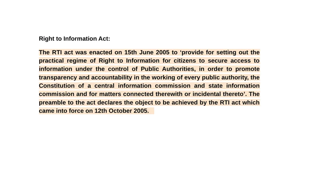 Introduction to the Right to Information Act - slide 5 of 13