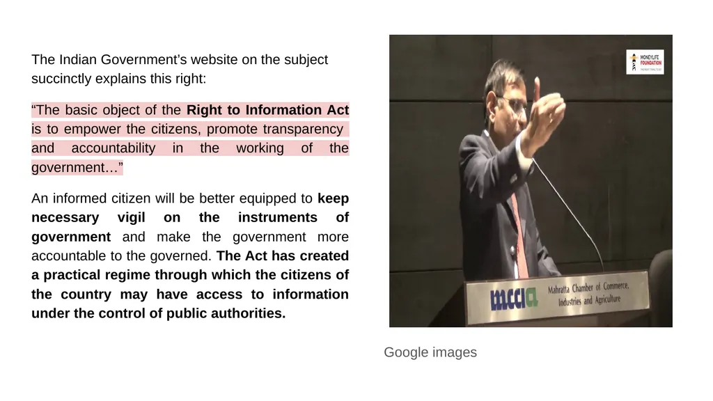 Introduction to the Right to Information Act - slide 2 of 13