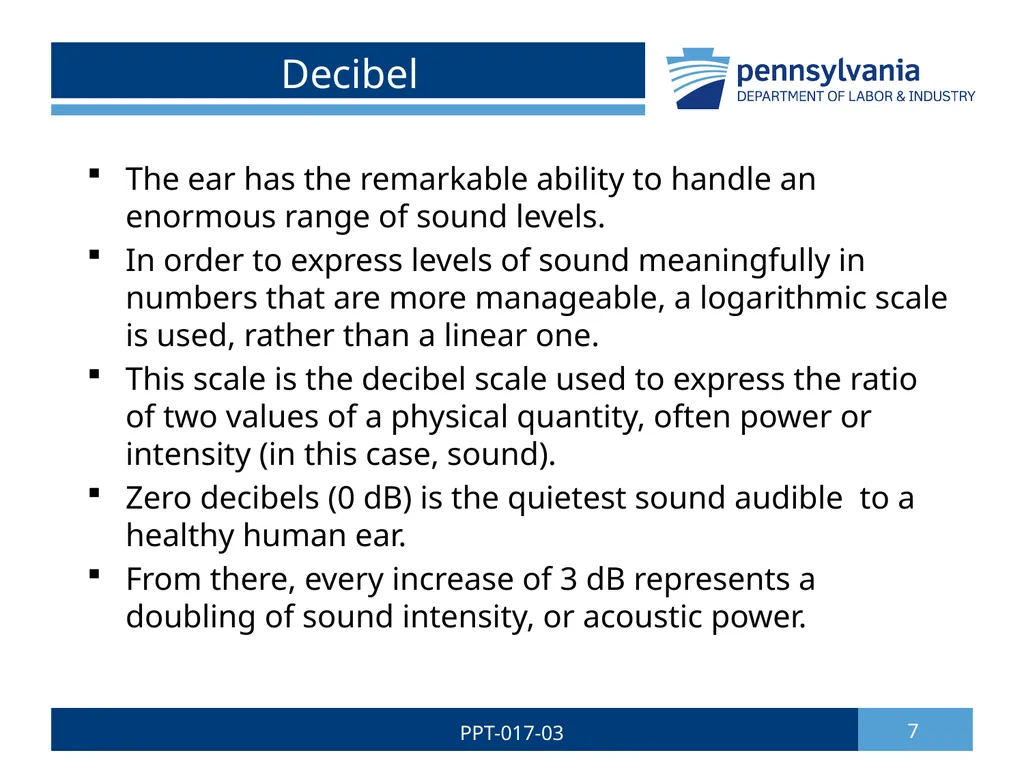 Hearing Conservation & Noise Control 1 PPT-017-03 - slide 7 of 29