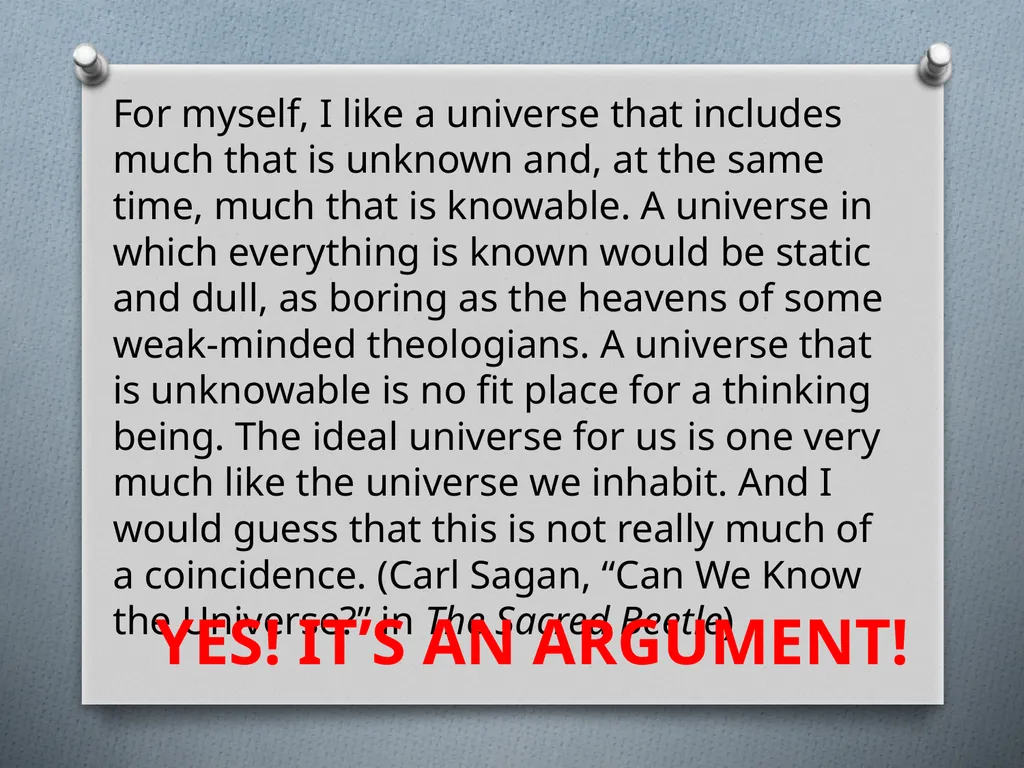 ARGUMENT OR NOT? Read the following passages and - slide 29 of 35
