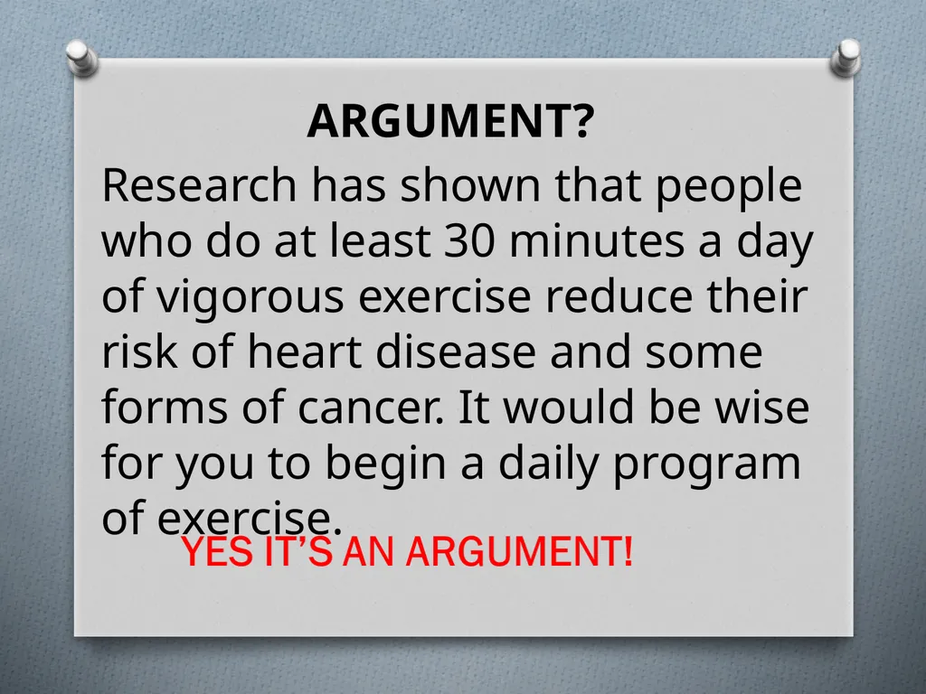 ARGUMENT OR NOT? Read the following passages and - slide 2 of 35