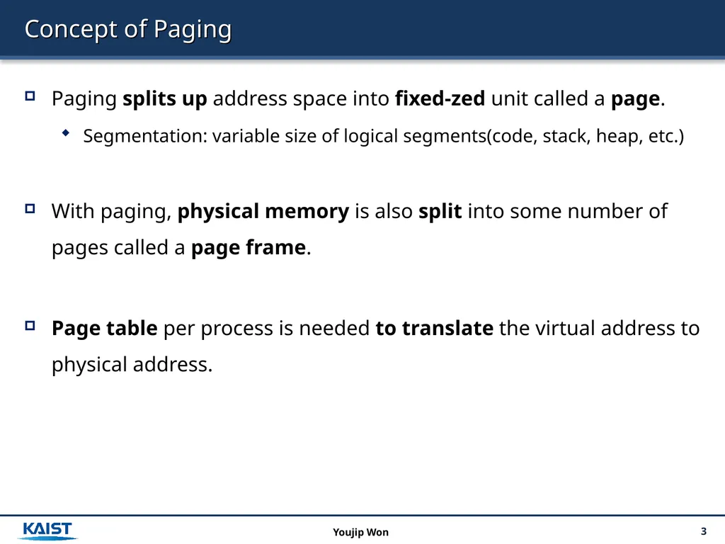 Operating Systems 18. Paging: Introduction 2 - slide 3 of 17
