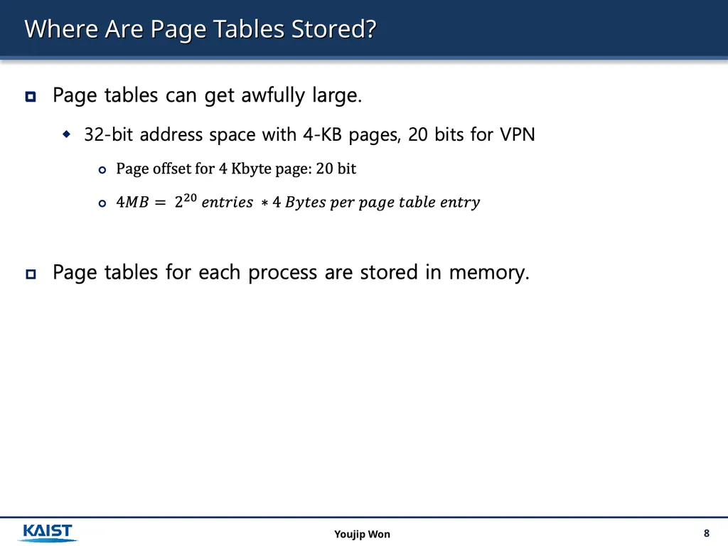 Operating Systems 18. Paging: Introduction 2 - slide 8 of 17
