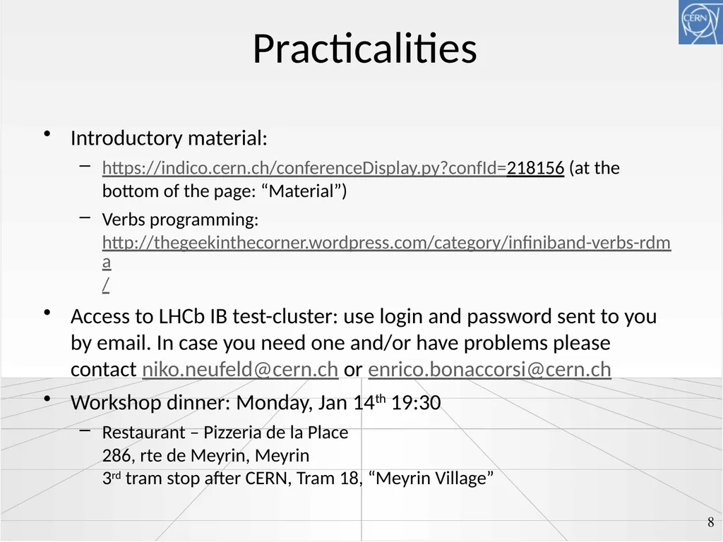 Technical workshop on InfiniBand for Trigger/DAQ - slide 8 of 8