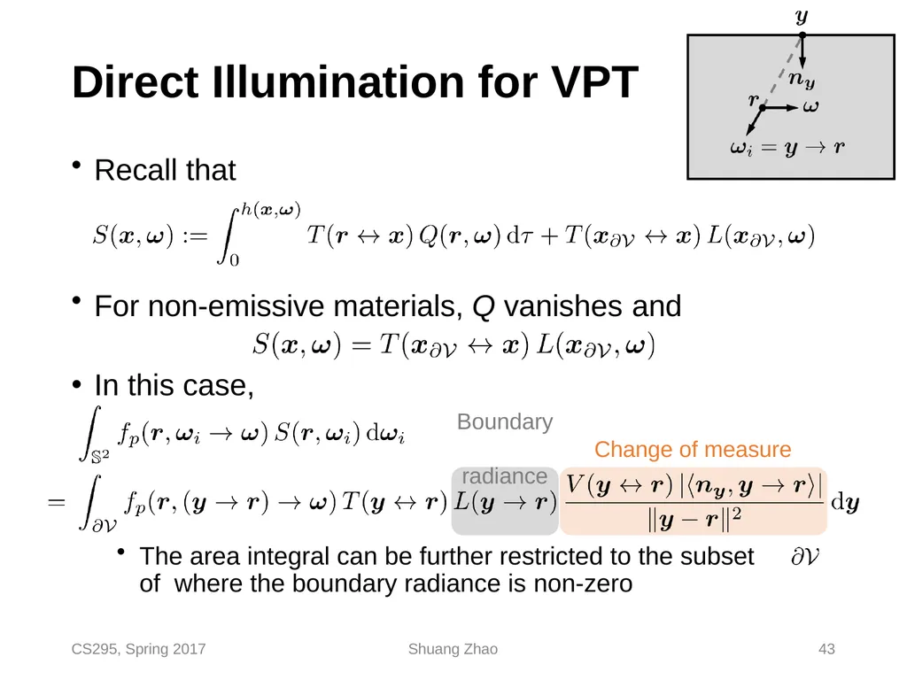 Radiative Transfer & Volume Path Tracing CS295, - slide 43 of 44