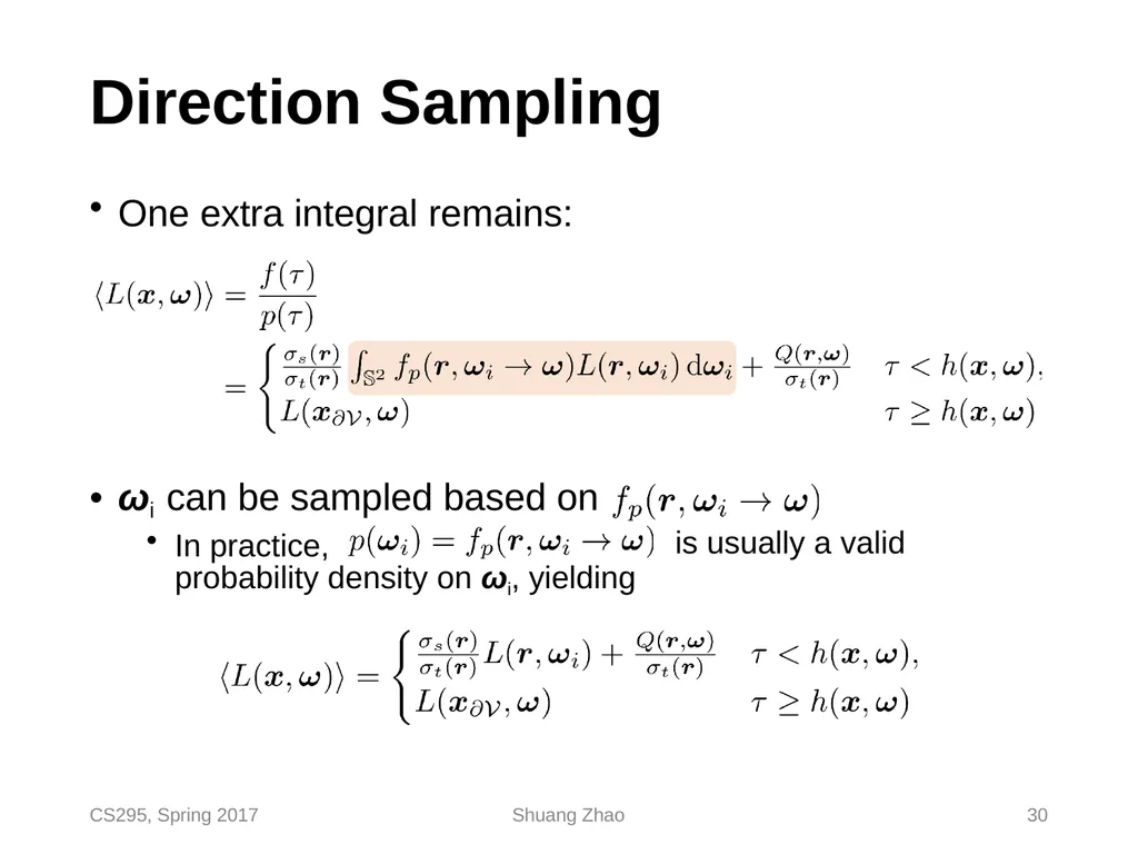 Radiative Transfer & Volume Path Tracing CS295, - slide 30 of 44