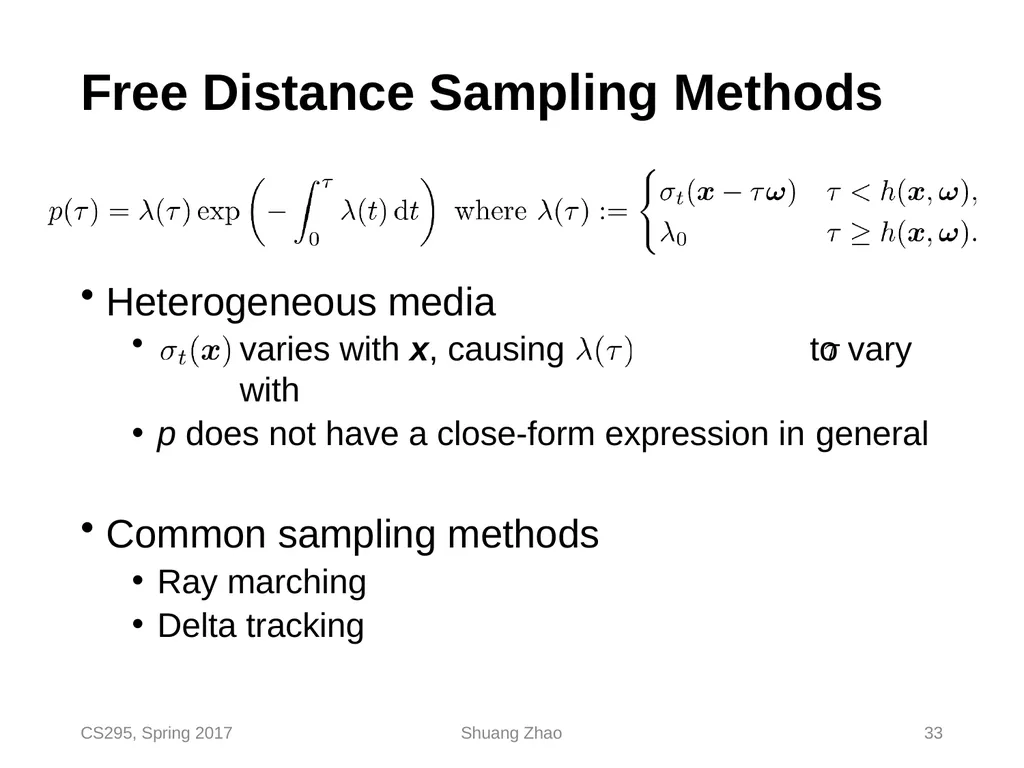 Radiative Transfer & Volume Path Tracing CS295, - slide 33 of 44