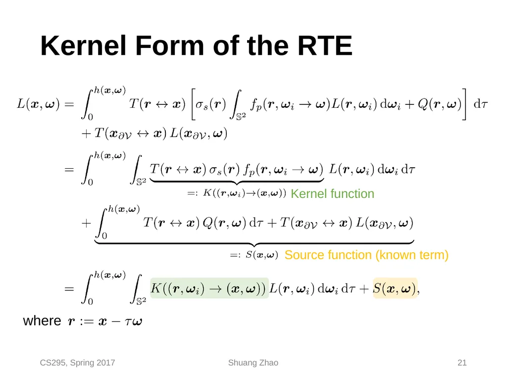 Radiative Transfer & Volume Path Tracing CS295, - slide 21 of 44