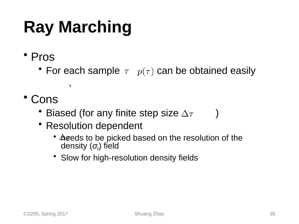 Radiative Transfer & Volume Path Tracing CS295, - slide 35 of 44