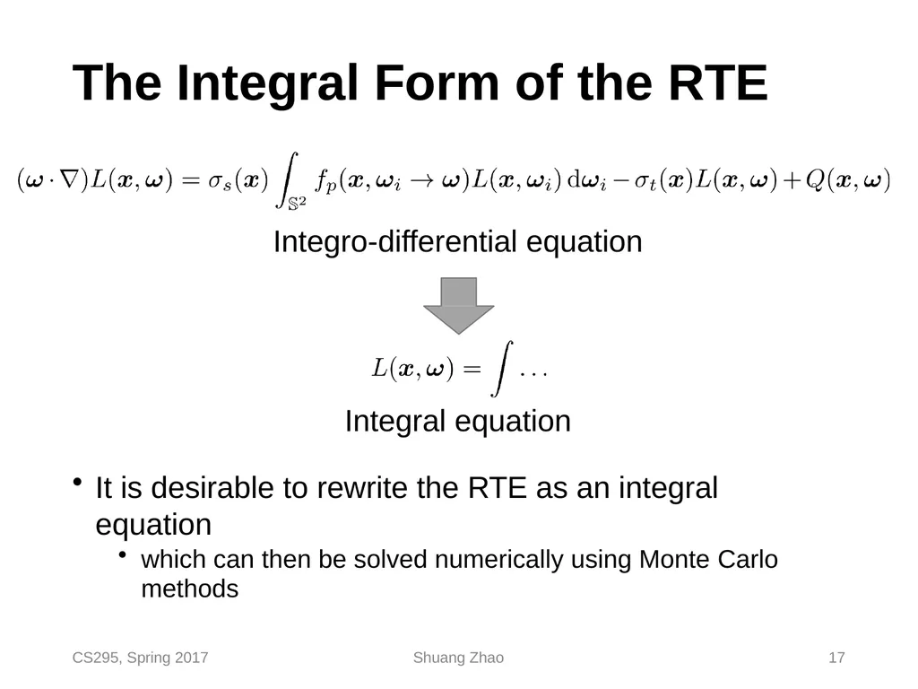 Radiative Transfer & Volume Path Tracing CS295, - slide 17 of 44
