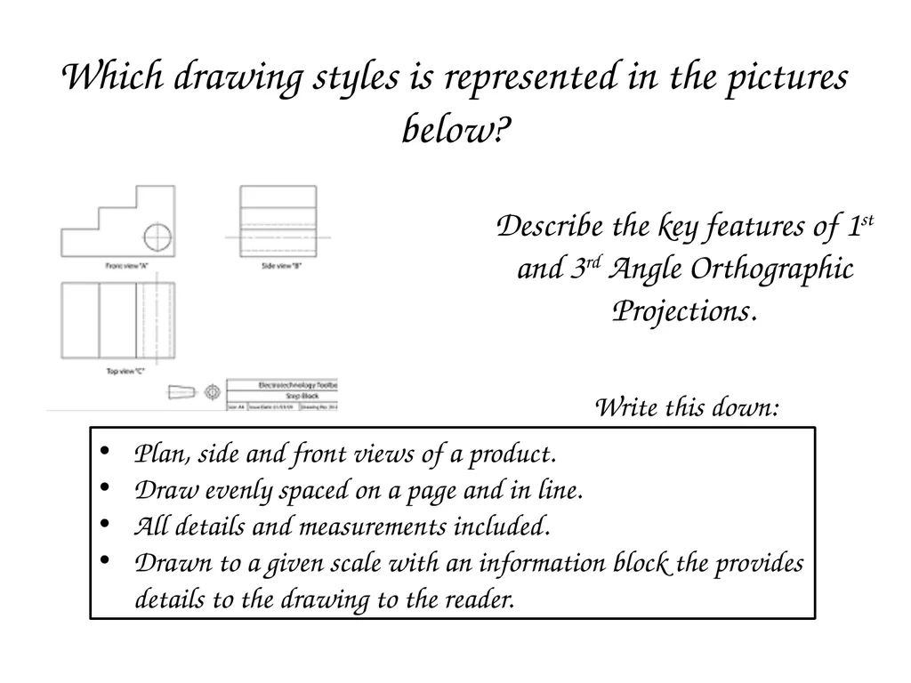 Bell work: Name the four drawing styles. Which - slide 10 of 19
