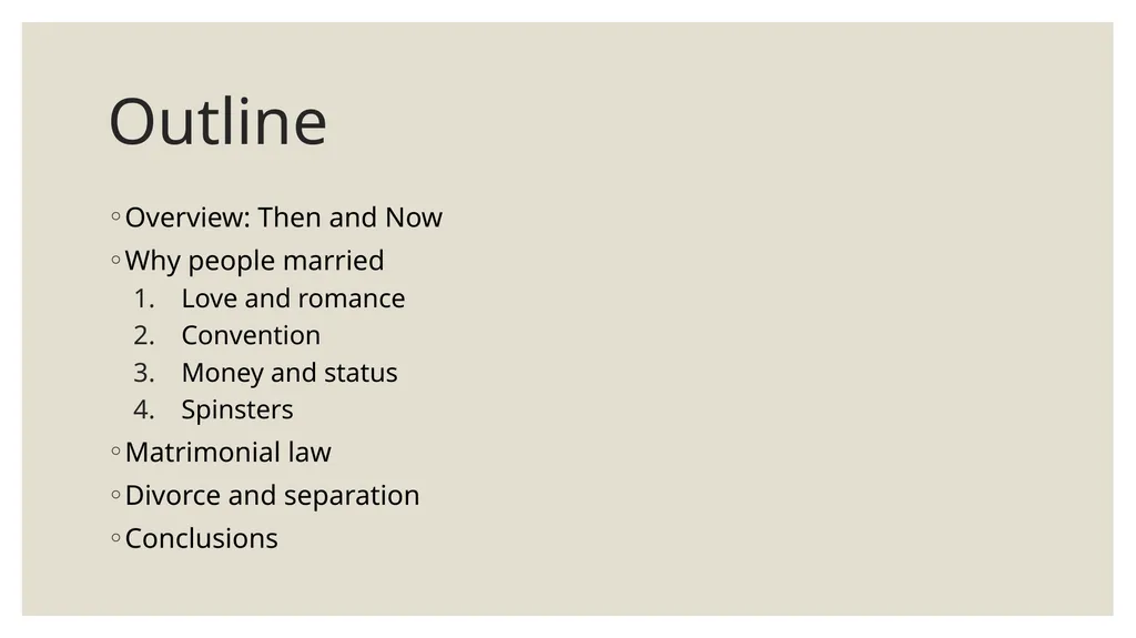 Marriage and Divorce Week 11 Outline Overview: - slide 2 of 20