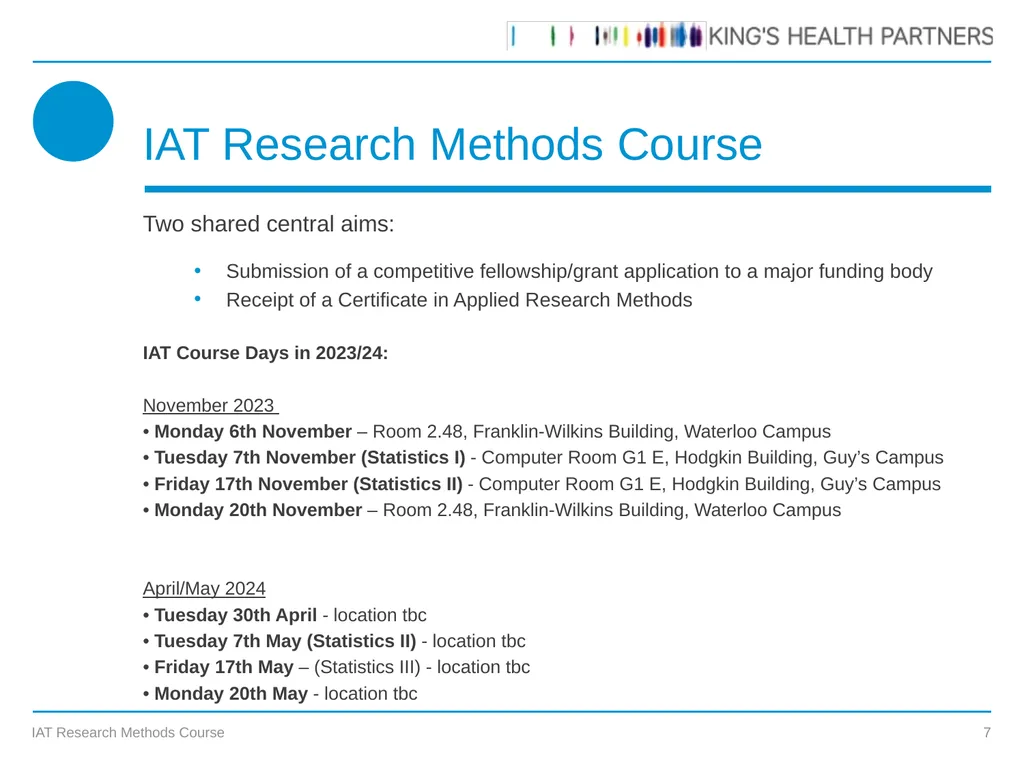 KCL IAT Research Methods Course Prof James - slide 7 of 19