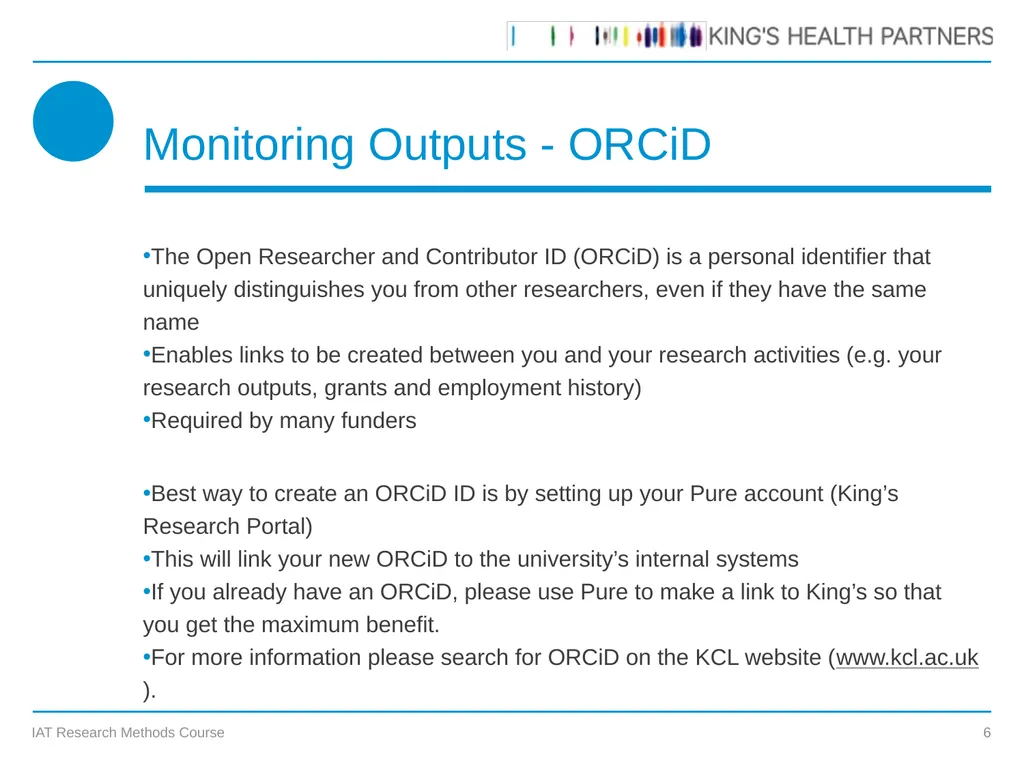 KCL IAT Research Methods Course Prof James - slide 6 of 19