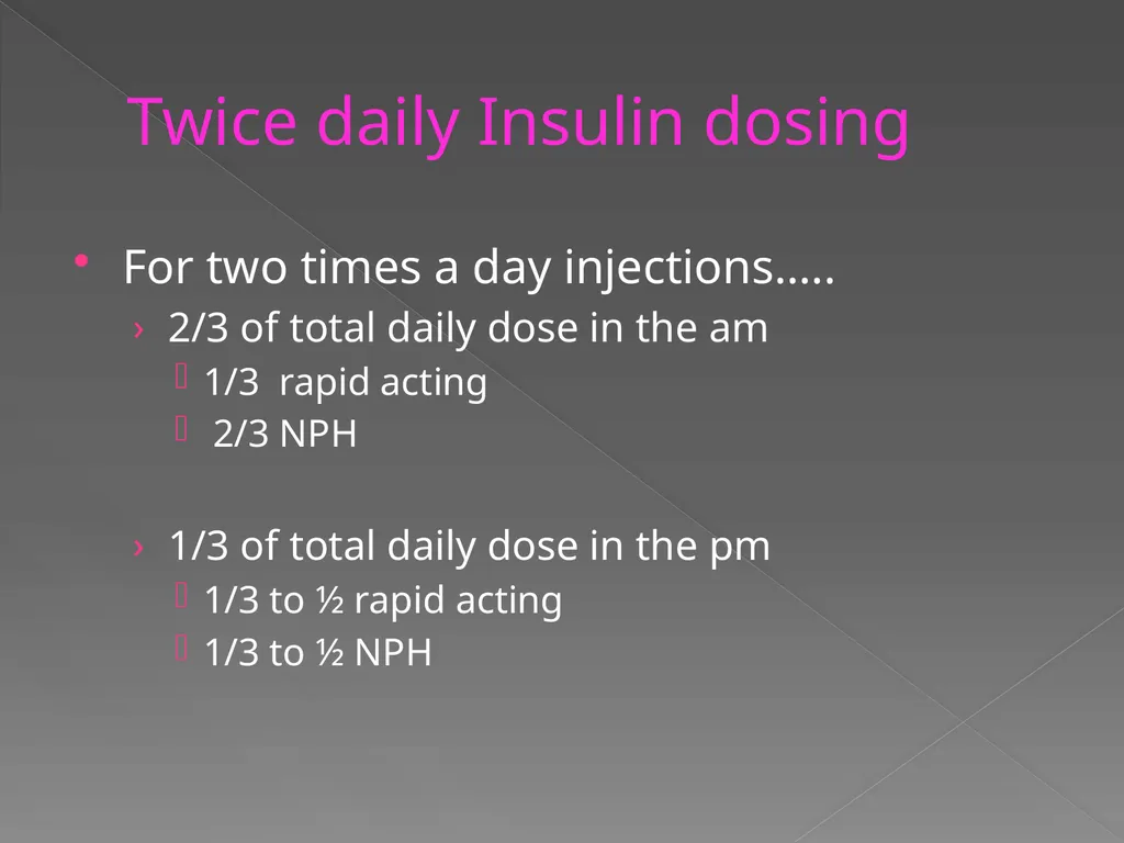 Quick insulin dosing reference for residents Dept - slide 4 of 13