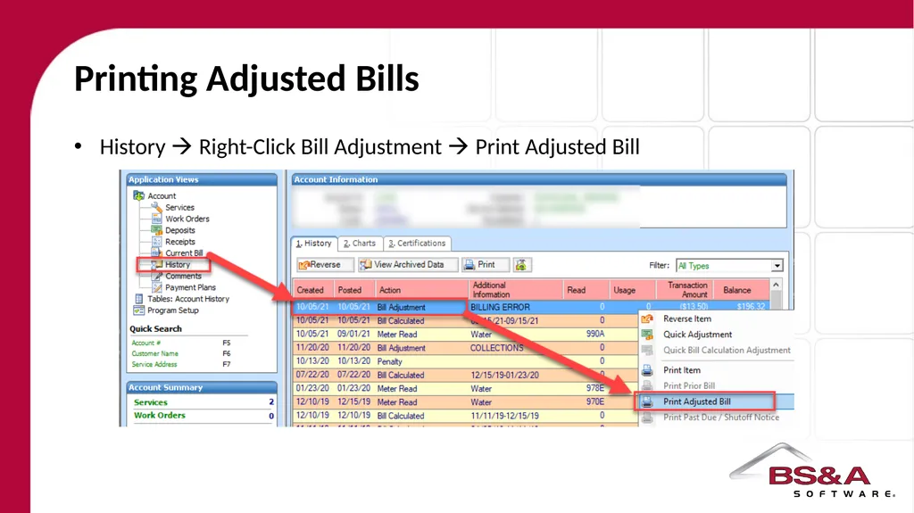 Bill Adjustments Quick Adjustments Adjusting Flat - slide 6 of 7