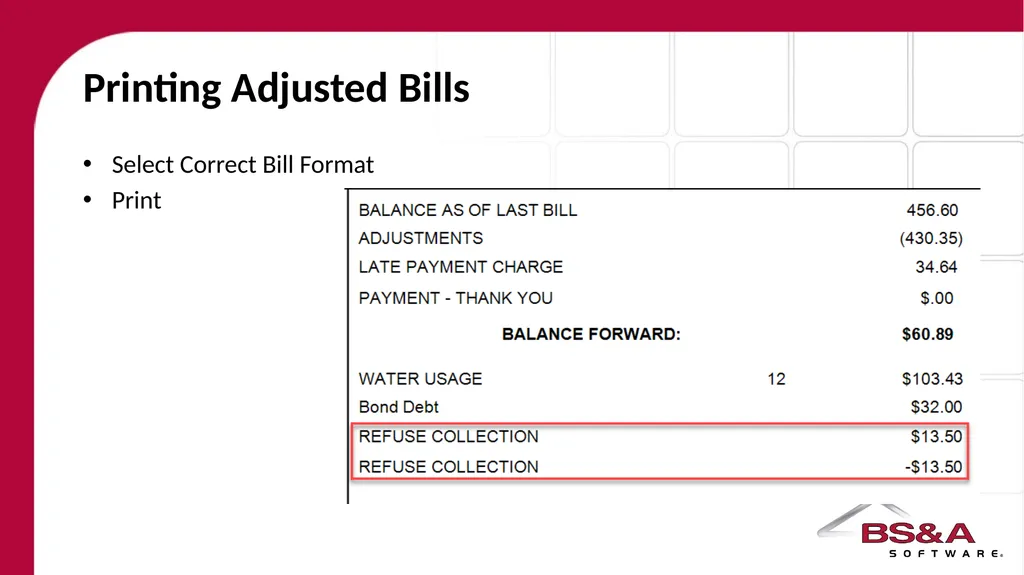 Bill Adjustments Quick Adjustments Adjusting Flat - slide 7 of 7