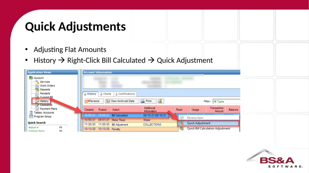 Bill Adjustments Quick Adjustments Adjusting Flat - slide 2 of 7
