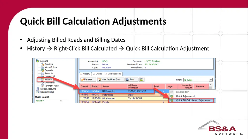 Bill Adjustments Quick Adjustments Adjusting Flat - slide 4 of 7