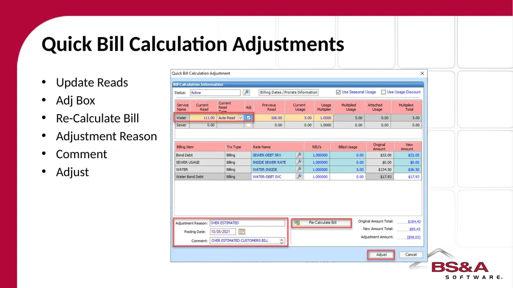 Bill Adjustments Quick Adjustments Adjusting Flat - slide 5 of 7