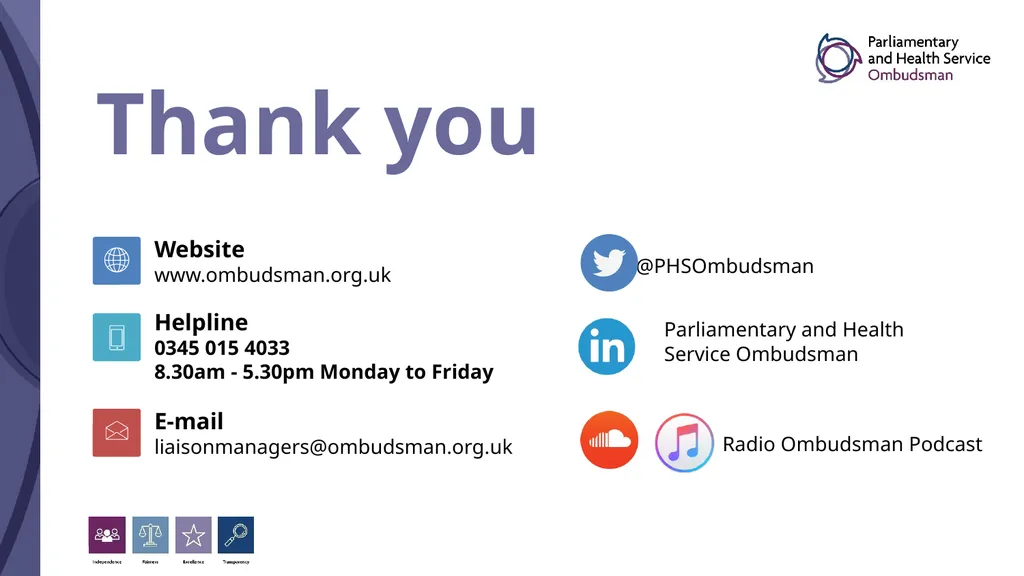 Understanding the Ombudsman’s Clinical Standard - slide 20 of 20