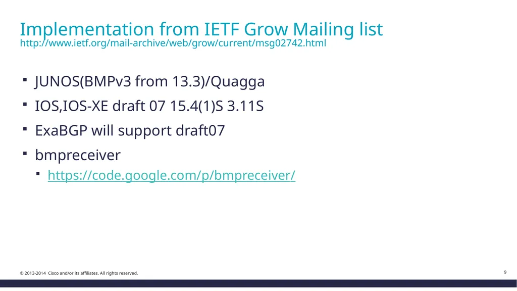 BMP(BGP Monitoring Protocol) Testing by *JANOGers - slide 9 of 10