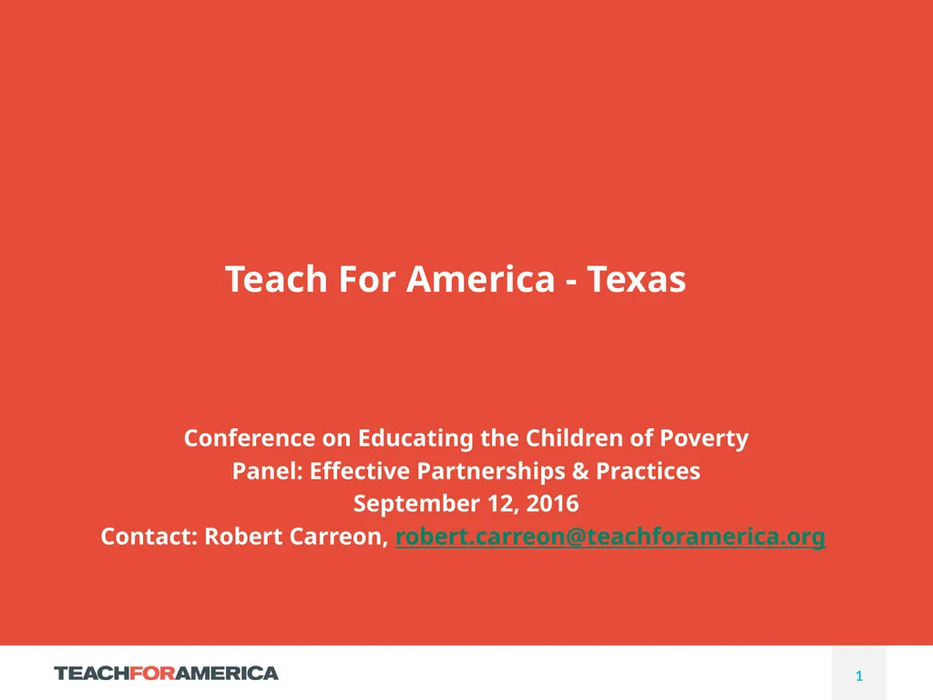 Teach For America - Texas Conference on Educating - slide 1 of 8