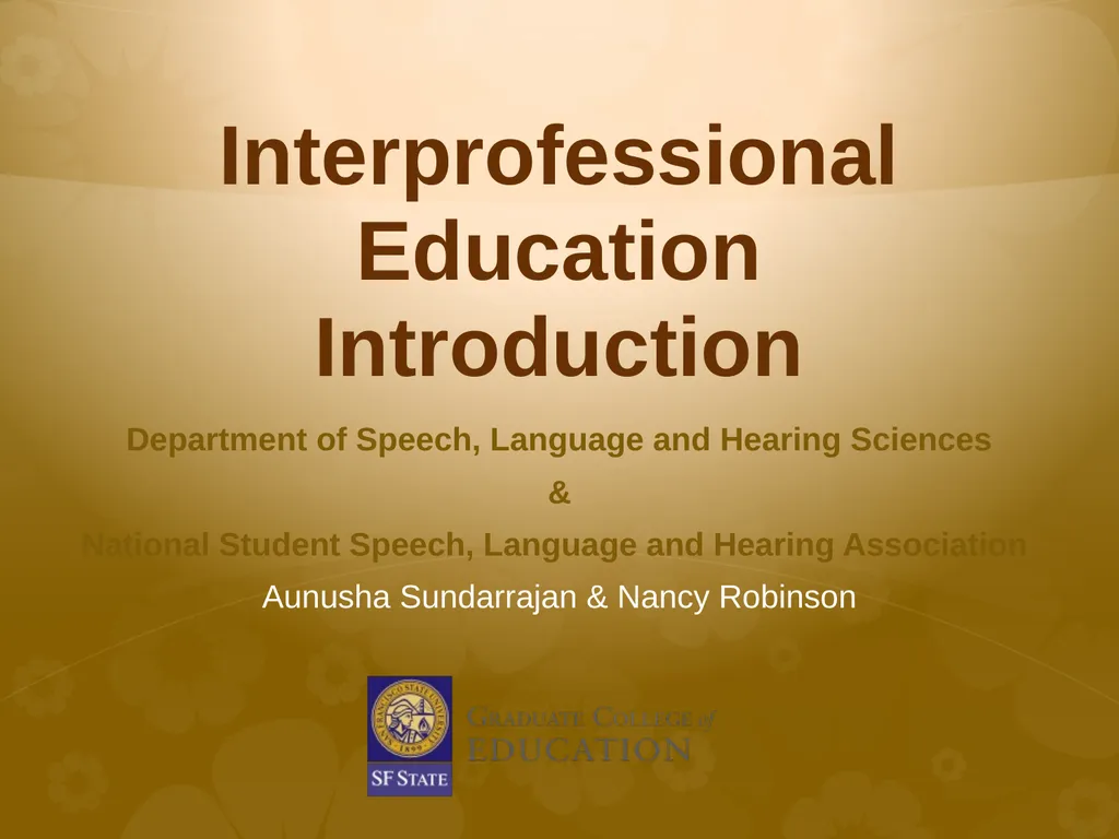 Interprofessional Education Introduction - slide 1 of 16