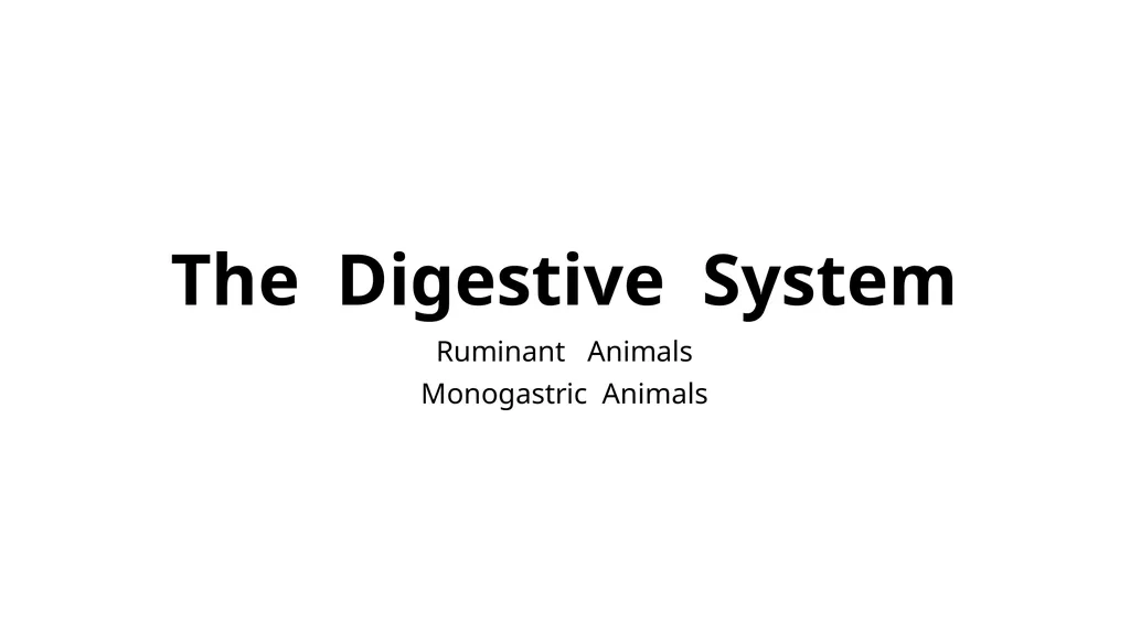 The Digestive System Ruminant Animals Monogastric - slide 1 of 22