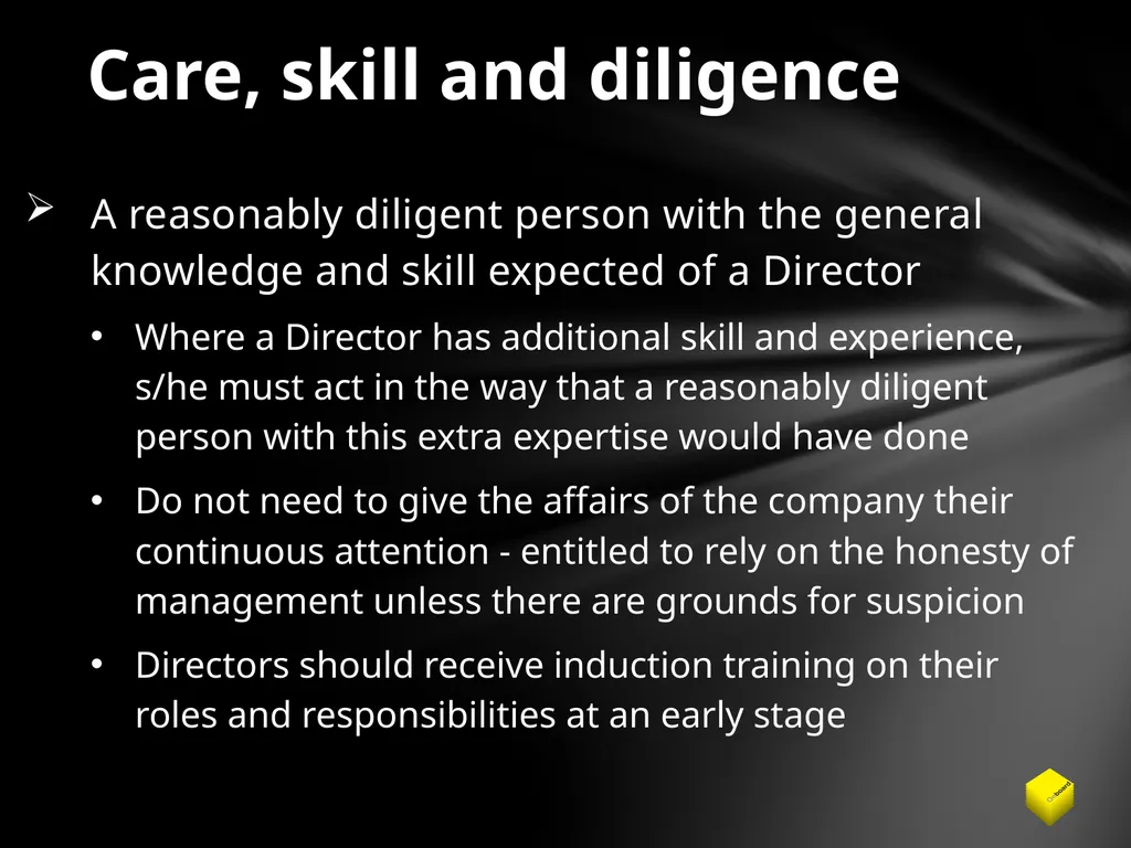 Legal duties of a Company Director Duty to promote - slide 6 of 24