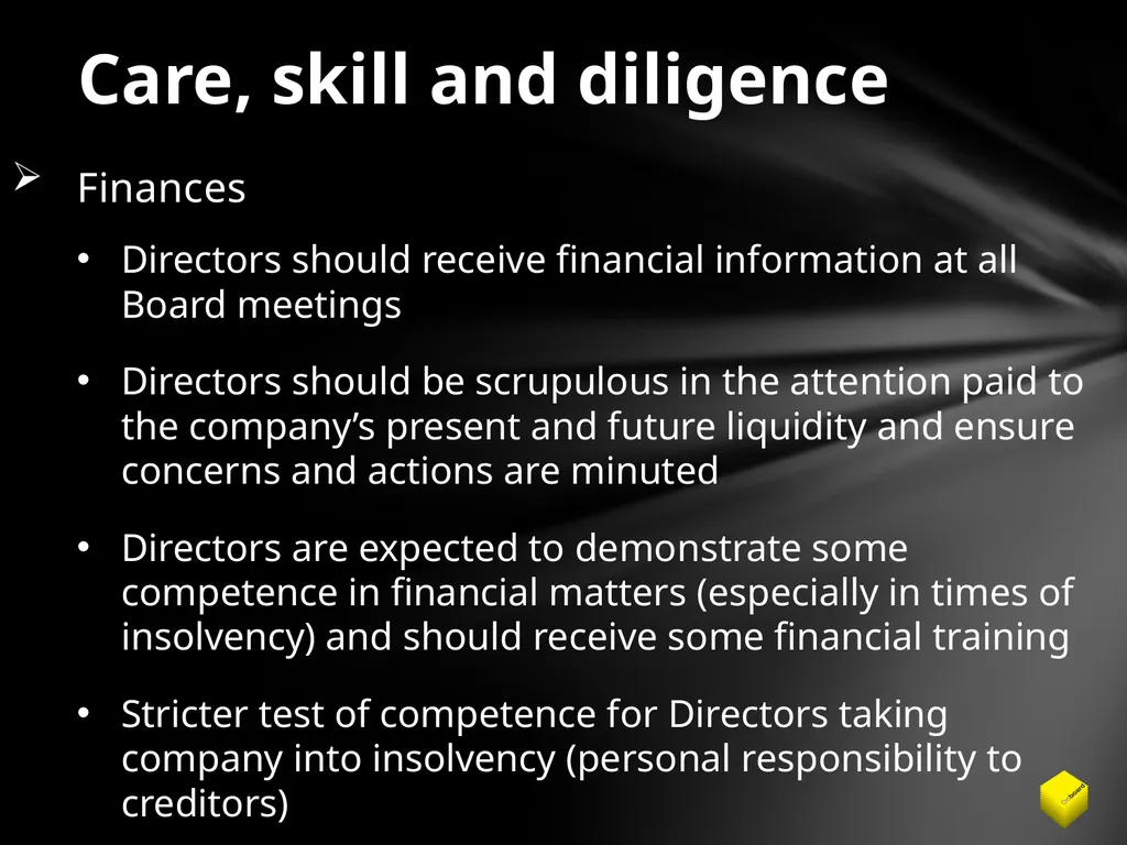 Legal duties of a Company Director Duty to promote - slide 8 of 24
