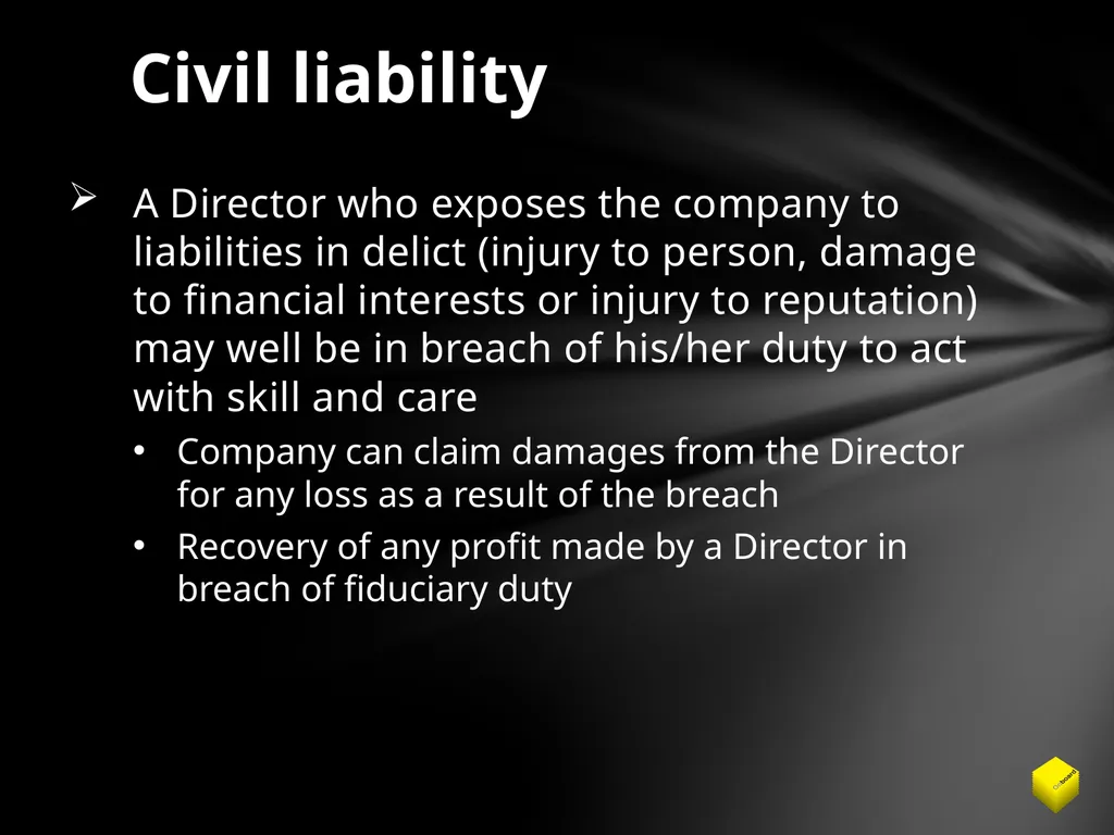 Legal duties of a Company Director Duty to promote - slide 24 of 24